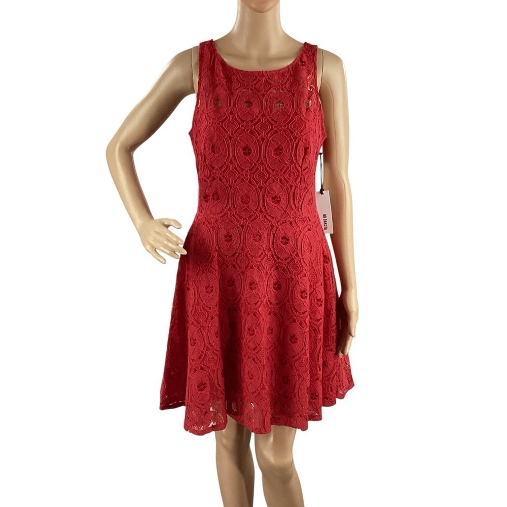BB Dakota Renley Red Lace Fit and Flare Dress Sleeveless Size 8